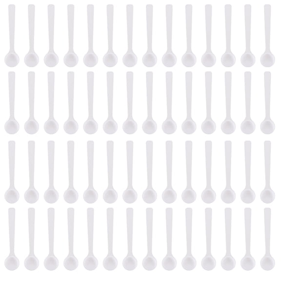 Topbathy Tiny Powder Spoons, White PP, Long Handle for Storage 100Pcs