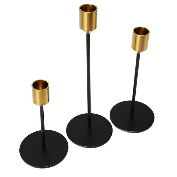 Candelabro Candelero Candelero Oro Negro Candelero Candelero de Metal Diseño aerodinámico Jadeshay A