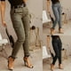 thumbnail image 2 of Pantalones ajustados con bolsillos y botones de cintura baja para mujeres europeas y americanas, 2 of 4