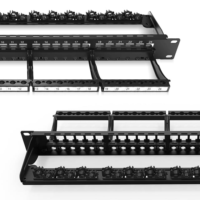 Patch Panel Enmane, soporte en rack Keystone RJ45 de 24 puertos en blanco