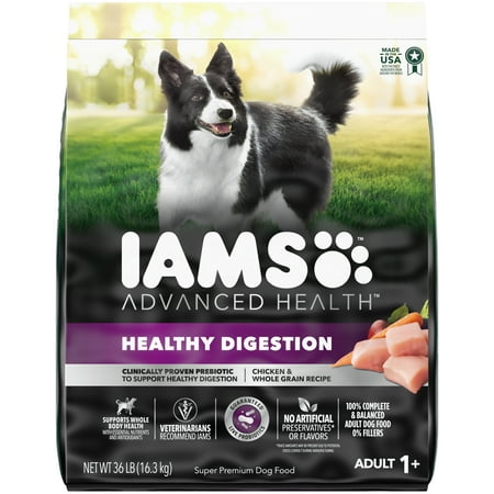 IAMS Advanced Health Healthy Digestion Real Chicken Flavor Dry Dog Food for Adult Dogs 36 lb. Bag