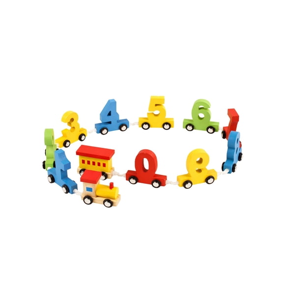 Tren de madera con números para niños pequeños | Vagones de tren educativos para contar con locomotora | Compatible con vías de tren estándar | Juguete de aprendizaje temprano para niños y niñas