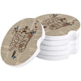 thumbnail image 1 of RYLABLUE Skeleton and Butterfly Retro Newspaper Set of 4 Car Coaster for Drinks, Absorbent Ceramic Stone Coasters Cup Mat with Cork Base for Home Kitchen Room Coffee Table Bar Decor, 1 of 5