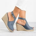thumbnail image 4 of Juebong Wedge Sandals for Women Dressy Summer, Womens Open Toe Espadrilles Platform Sandals Buckle Ankle Strap Wedge Sandals Casual Low Wedges Walking Strappy Slip on Sandals, 4 of 5