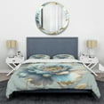 thumbnail image 3 of Designart "Elegant Blue Blossom IV" Floral & Botanical Bedding Covert Set - Floral Blue Traditional Bed Set With 2 Shams, 3 of 6