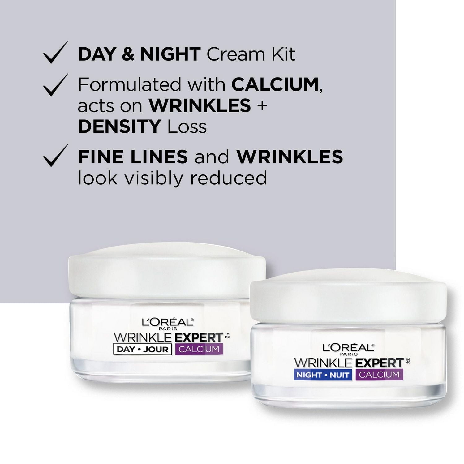 Crème de Jour & Crème de Nuit 55+ Anti-Rides avec Calcium, 1 Kit | Wrinkle Expert Avec Calcium