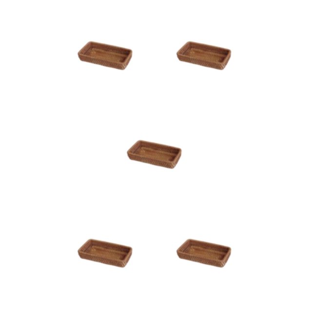 Kearding Cesta de mimbre tejida a mano StationerySnack caja de almacenamiento de mimbre Rectangular caja de escritorio organizador de sala de Type2 NO2