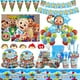 thumbnail image 2 of Decoración de fiesta de cumpleaños de sandía, vasos de papel, platos, servilletas, mantel, telón de fondo, vajilla, suministros, globos con números para niños, 2 of 5