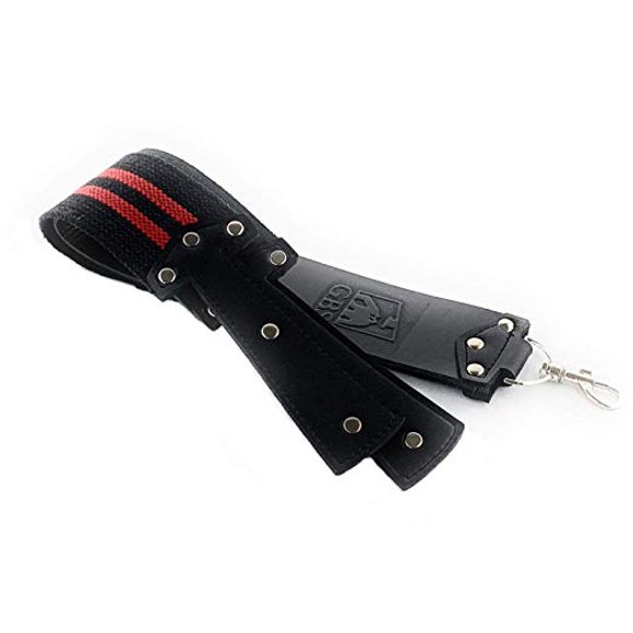 GBS Strop en Cuir 2.5 Pouces X 23.5 Pouces Noir avec Bande Rouge - Rasoir de Barbier, Double Sangles avec Clip Pivotant. Fait un Excellent Ajout pour Tout Ensemble de Rasoir Droit!
