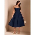 thumbnail image 6 of Blue Spaghetti Strap Sweetheart Neck Fit & Flare Midi Dress, 6 of 30