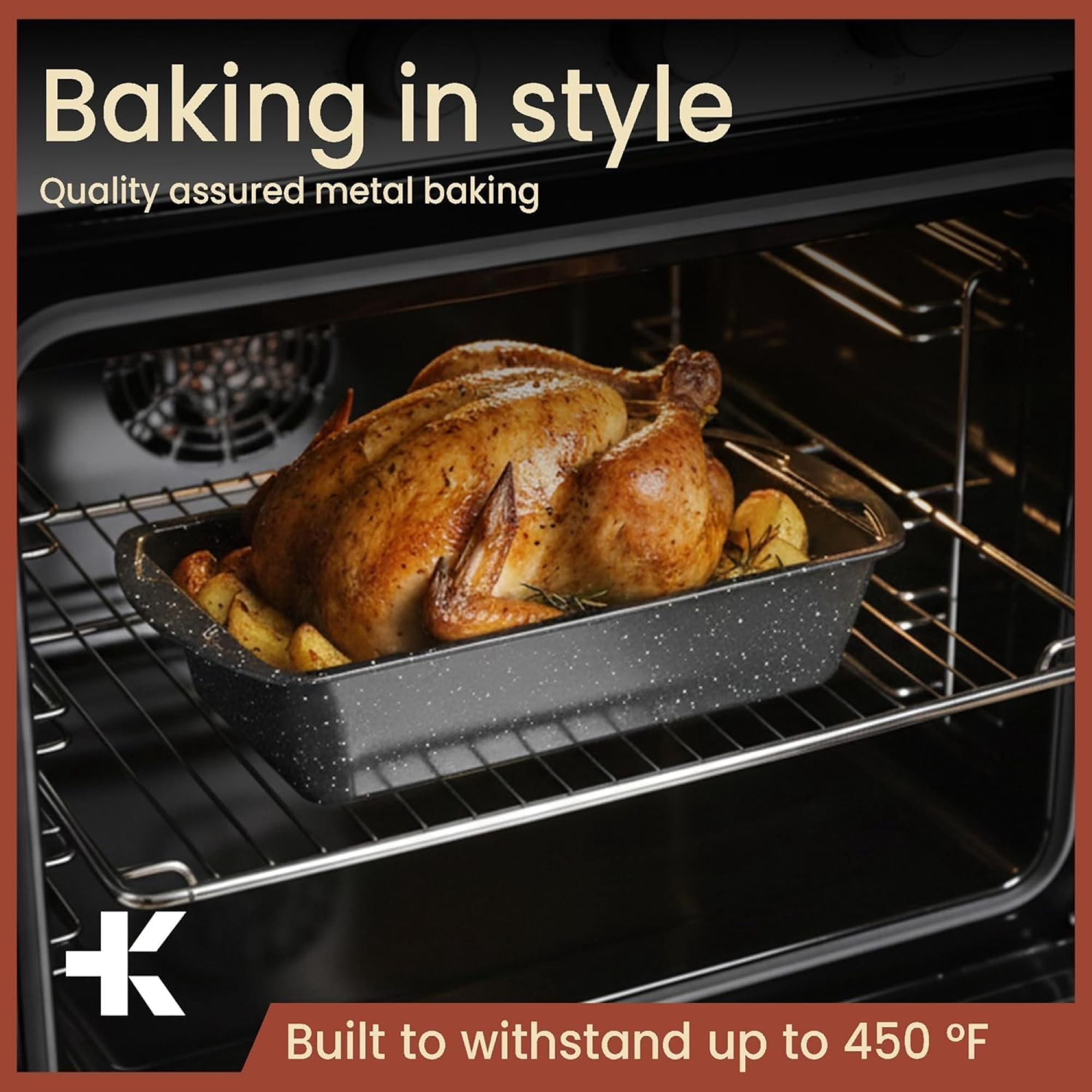 Nonstick Loaf Pan Set pack of 4, 7" to 11" Large Baking Bread Pan, Oven Safe Up to 450°F, Space Saving Stackable Design, Stain Resistant, Gray Marble