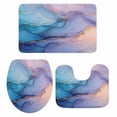 thumbnail image 2 of Pink Blue Marble Bathroom Rugs Set Abstract Marble Stone Texture Modern Style Non Slip Absorbent Soft Bath Mats 3 Piece Set with Bathroom Rug, U-Shaped Floor Mat, Toilet Seat Cover Small Size, 2 of 9