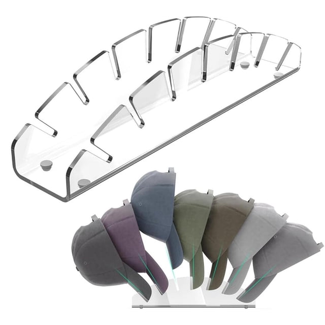 Hat Organizer for Closet Shelf Hat Holder for 7 Baseball Caps Tabletop Free Standing Hat Storage Rack Small Ball Cap Stand for Display and Organizer Bedroom