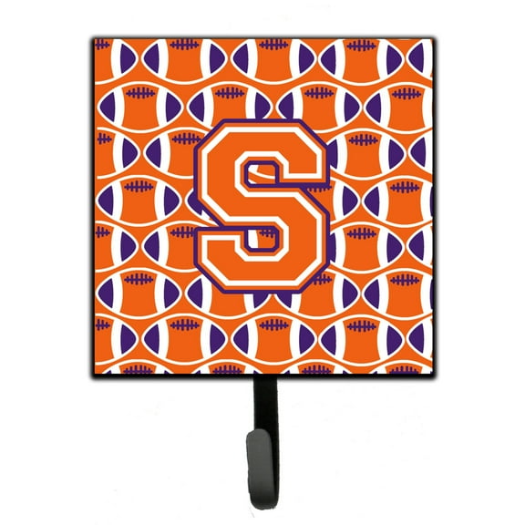 Letter S Football Orange White and Regalia Leash or Key Holder