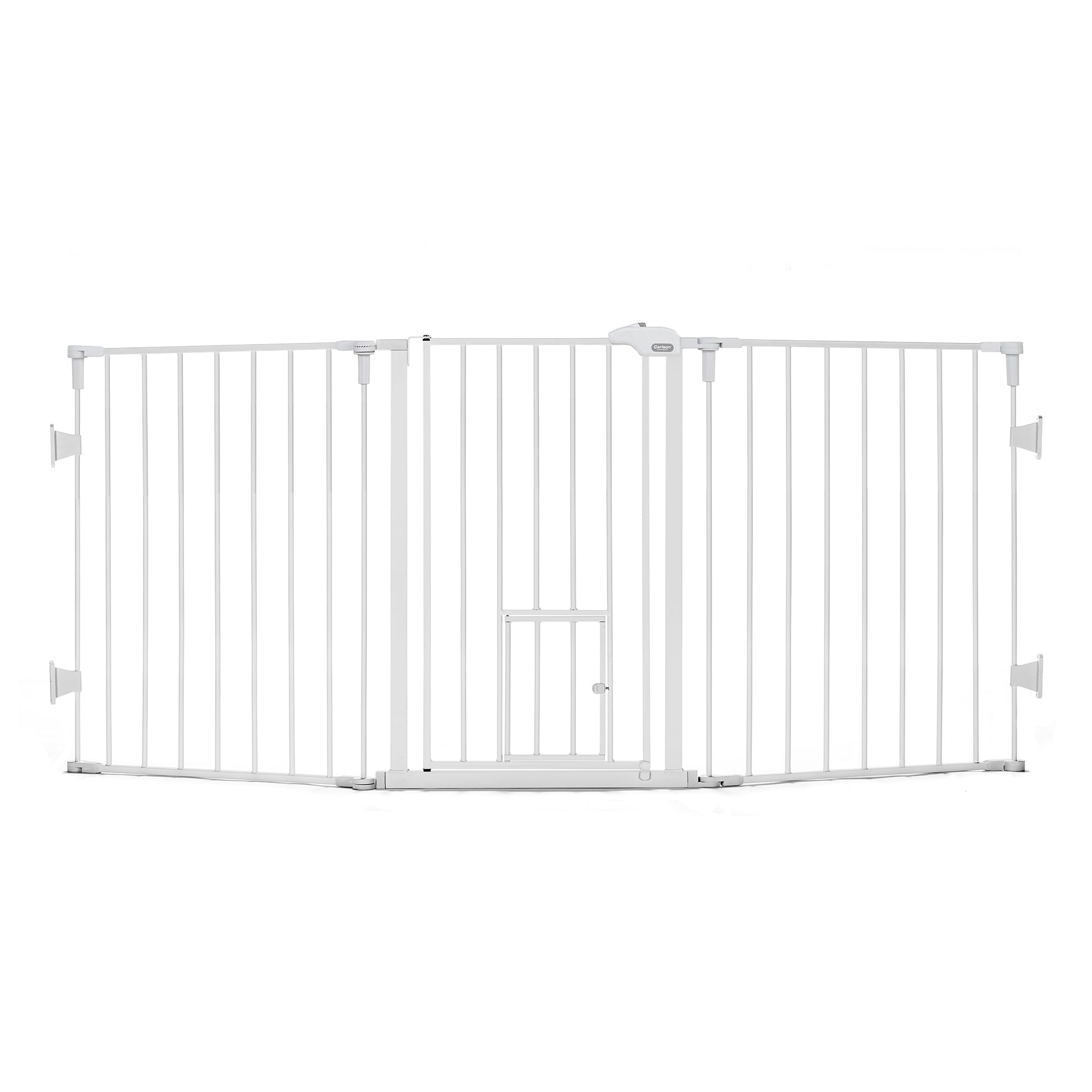 Carlson Wide Flexi Configurable Walk Through Pet Gate, White, 50" to 76" L x 28" H