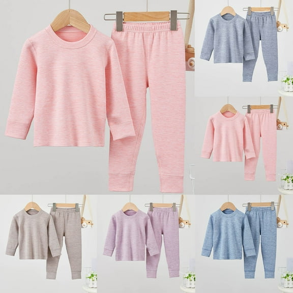 Cowsor Soft Cotton Pajamas for Toddler Boys Girls Kids Long Sleeve Sleepwear with Leggings Long Johns Thermal Underwear Set