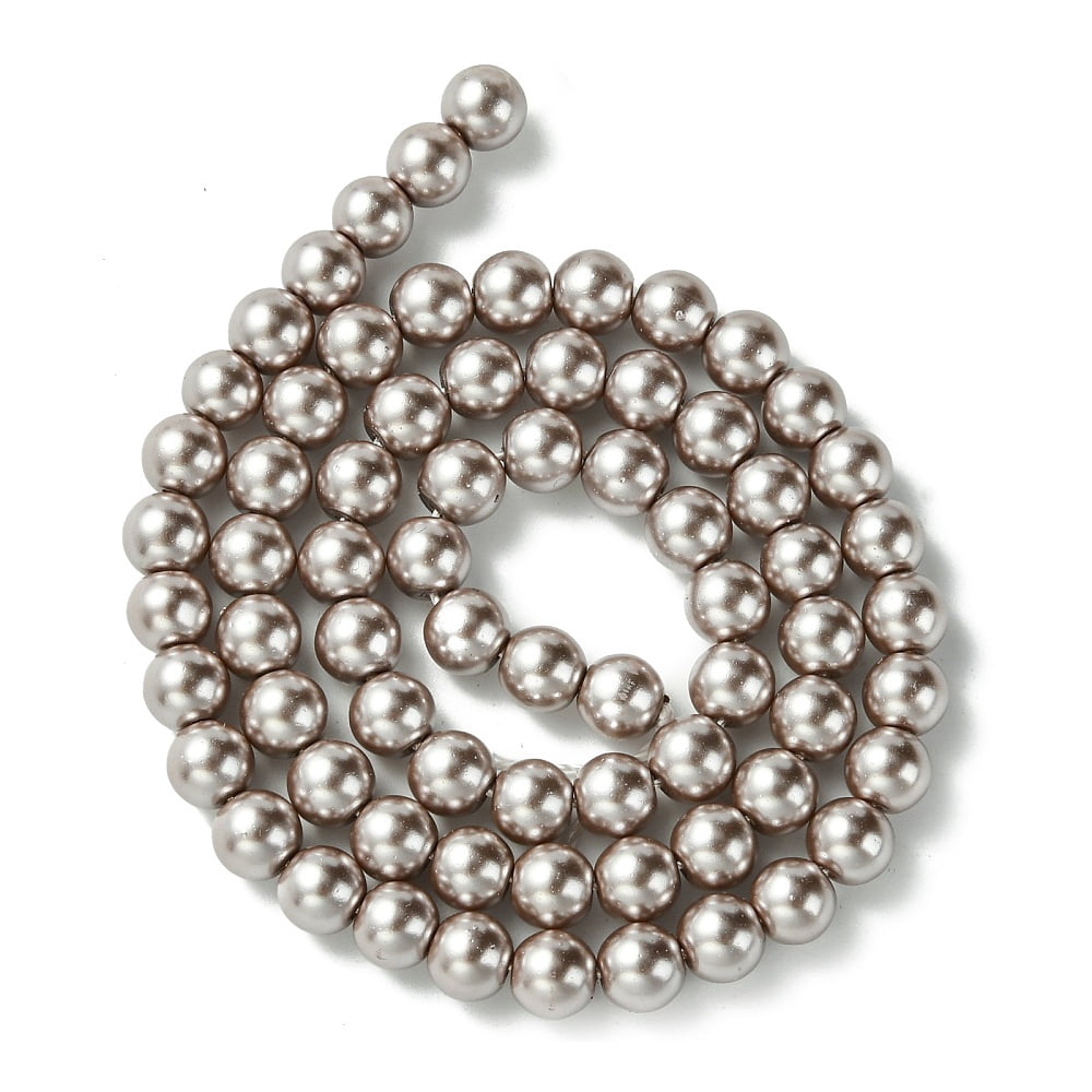 20strands Eco-Friendly Dyed Glass Pearl Beads Strands Grade A Round Cotton Cord Threaded Rosy Brown 6mm Hole: 1.2~1.5mm about 70pcs/strand 15.7 inch