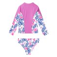 thumbnail image 4 of TiaoBug Kids Girls Rash Guard Swimsuit Sets Printed Long Sleeve Zipper Swim Tops with Briefs Seaside Bathing Suit Pink 8, 4 of 7