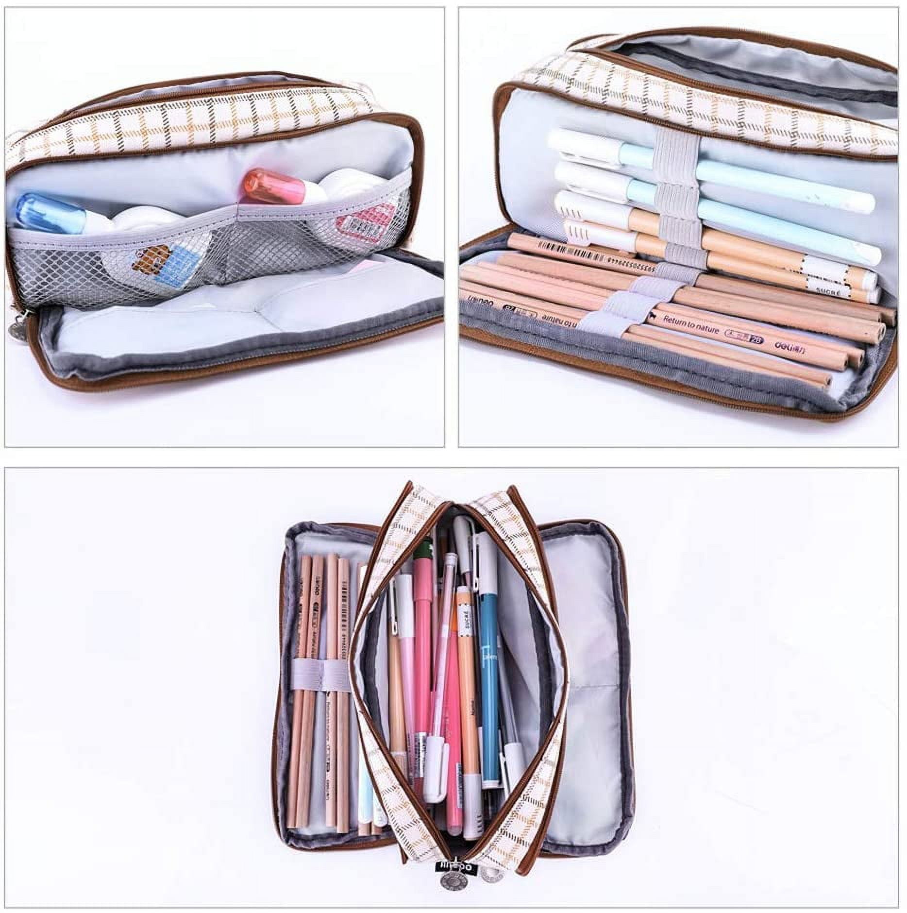  Sletend Dog Paw Plaid Pencil Case Big Capacity Handheld 3  Compartments Pencil Pouch Portable Large Storage Canvas Pencil Bag for Boys  Girls Adults Students : Arts, Crafts & Sewing