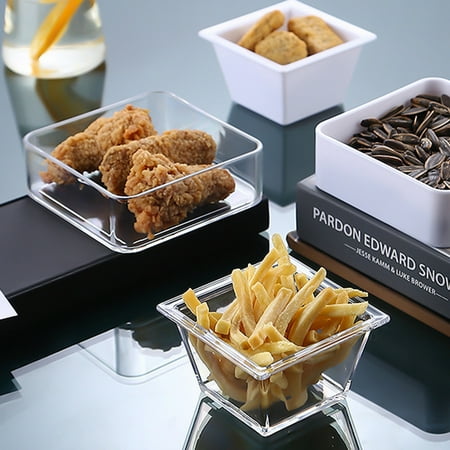

QXuchild Snack Dish Square Shape Multifunctional Transparent Acrylic Serving Tray French Fries Nut Biscuit Container for Living Room