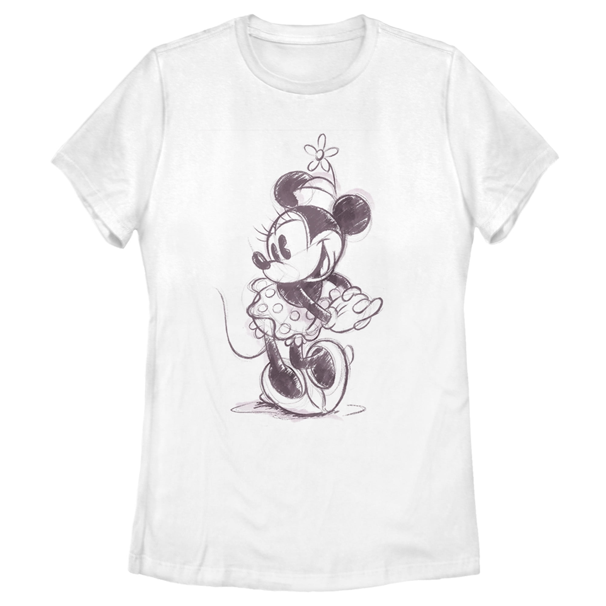 【RH Vintage】Minnie Tee WHITE S Women's Mickey & Friends Minnie Mouse Vintage Sketch Graphic Tee