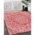 thumbnail image 3 of Ahgly Company Machine Washable Indoor Round Transitional Pastel Pink Area Rugs, 5' Round, 3 of 7