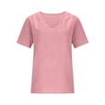 thumbnail image 4 of Craaazy Women's Casual Solid Color Cotton Linen Loose Breathable Short-Sleeved Fashion Spring Summer Vacation Clothes Gifts, 4 of 6