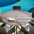 thumbnail image 6 of Baseball Round Tablecloth, Fitted Table Cover with Elastic for 36"-44" Round Tables, Vintage Wooden Shabby Art Table Cloth Outdoor Indoor Dinning Party Waterproof Tablecloths, 6 of 7