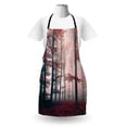 thumbnail image 3 of Forest Apron, Autumn Season Mystic Foggy Fall Nature and Enchanted Woods Wild Trees Print, Unisex Kitchen Bib with Adjustable Neck for Cooking Gardening, Adult Size, Brown Grey and Red, by Ambesonne, 3 of 4