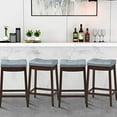Stools 24 Inch Counter Stools Solid Wood Legs Espresso with Gray PU