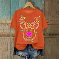 thumbnail image 2 of larppty Christmas Shirts for Women 2025,Christmas Reindeer Print Xmas Holiday Tees Cute Graphic Short Sleeve Tops (Orange, 3XL), 2 of 6