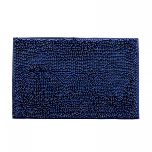 AUQ Non-Slip Chenille Bathroom Rug,Soft Non-Slip Super Water Absorbing Bath Mat,Dark Blue 15.7" X 23.6"