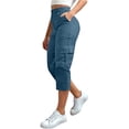 thumbnail image 2 of Only Moment Bermuda Shorts for Women Knee Length Casual Loose Drawstring Summer Beach Travel Vacation Palazzo Harem Pants with Pockets Blue,L, 2 of 7