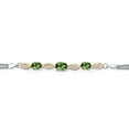 thumbnail image 2 of Gem Stone King 925 Silver and 10K Yellow Gold Green Tourmaline and White Lab Grown Diamond Bracelet for Women (1.76 Cttw, Gemstone October Birthstone, Oval, Wheat Chain, 6.5 inches), 2 of 5