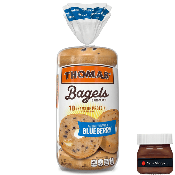 Thomas' Blueberry Bagels, 6 count, 10g Protein, Kosher Bagels, 20 oz Bag