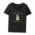 thumbnail image 3 of Camisetas para mujer, camisa femenina, ropa para mujer, camiseta básica, Tops de manga corta para trabajo, vacaciones, mochilero, oficina en la calle Negro, 3 of 10
