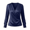 thumbnail image 3 of Aezemi Women Wrap Work Shirts Pleated V Neck Dressy Long Sleeve Office Fashion Blouses Womens Spring Fall Business Casual Comfy Tops M, 3 of 9