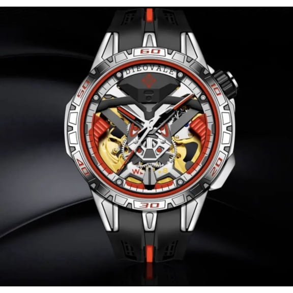 Luxury Men's Automatic Mechanical Watch, Sport Style Waterproof Wristwatch with Silicone Strap