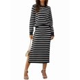 thumbnail image 2 of Conjuntos de 2 Piezas de Falda para Mujer, Moda de Otoño, Suéter A Rayas, Vestido Midi de Punto, Ropa de Salón, Viajes, Ropa de Invierno. y Negro XL, 2 of 10