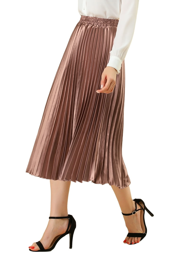 INSPIRE CHIC Women's Skirts Elastic Waist Metallic Shiny