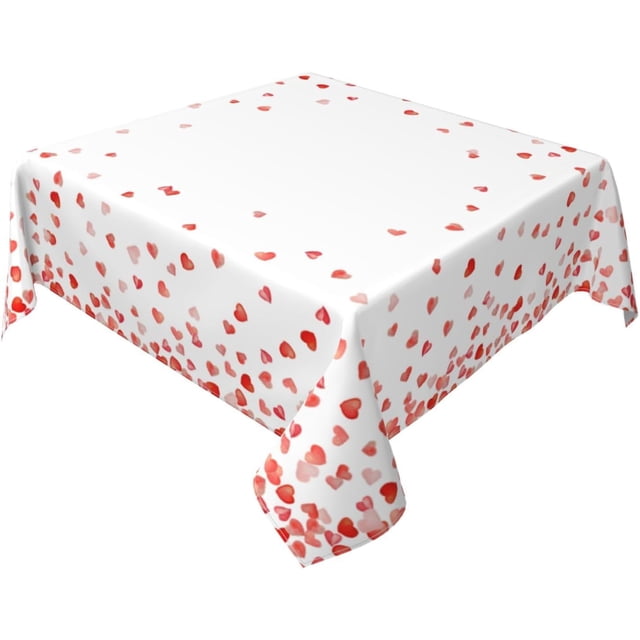 Nappe de la Saint-Valentin Carrée 60 Pouces Nappe Cœur Rouge Nappe Imperméable Nappes Résistantes aux Plis Housse de Table en Polyester pour Maison/cuisine/salle à Manger/fête/pique-Nique