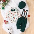 thumbnail image 3 of WUANDIXFA Baby Boy Christmas Outfit Long Sleeve Shirts Pants and Hat Holiday Party Cute Print Fall Winter Clothes,Green,9-12 Months, 3 of 7
