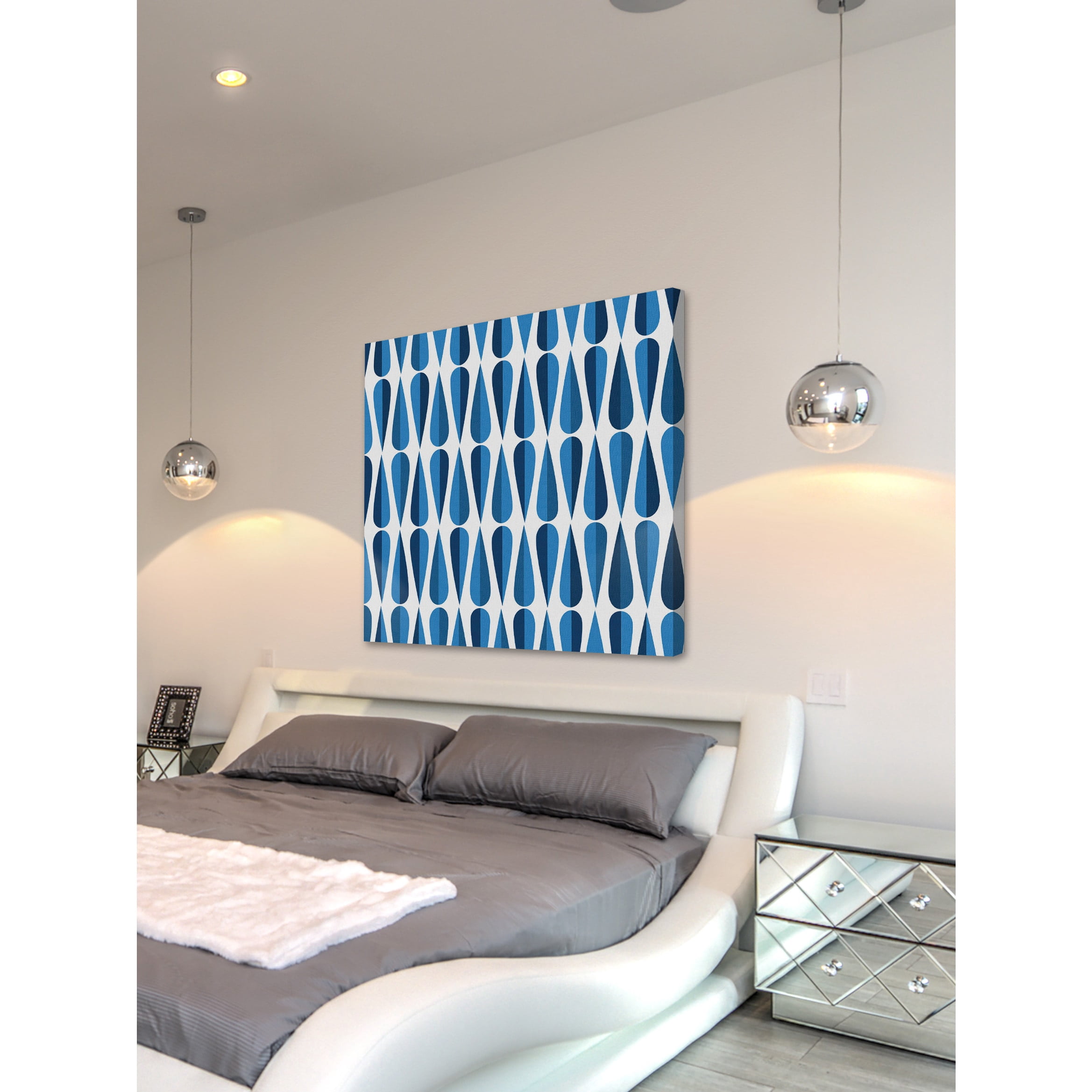 "Blue Droplets" Painting Print on Wrapped Canvas