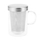 thumbnail image 1 of Taza infusora de té de vidrio resistente al calor de 500 ml para viajes con tapa de acero inoxidable, taza de café, vaso, kitch blanco, 1 of 5
