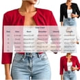 thumbnail image 3 of Scyoekwg Women 3/4 Sleeve Pleated Collarless Cropped Jacket Open Front Short Dressy Shrug Coat Casual Layering Jacket for Wedding Party Daily (Black,S), 3 of 6
