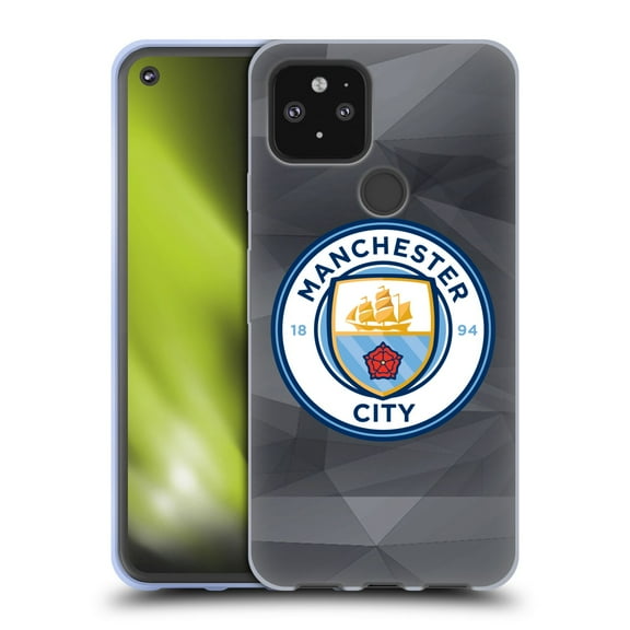 Head Case Designs Officially Licensed Manchester City Man City FC Badge Geometric Black Full Colour Soft Gel Case Compatible with Google Pixel 5 5G