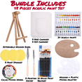 thumbnail image 5 of J MARK 48pc Deluxe Painting Kits for Adults - Includes Adjustable Wood Easel, Thick Canvases, Acrylic Paints, Brushes Set,Wooden and Plastic Palettes, 2 Painting Knives, 3 Sponges, Color Mixing Wheel, 5 of 6