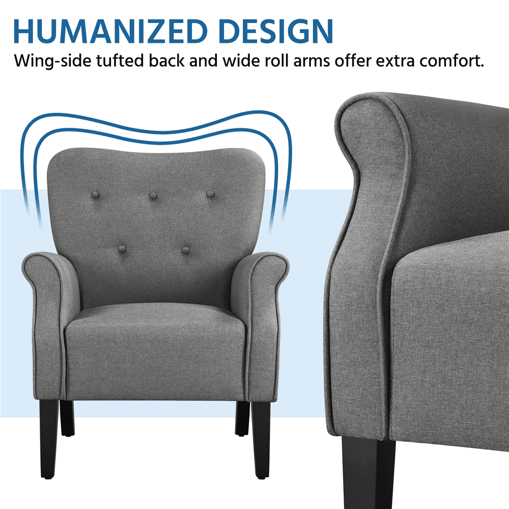 Renwick 2pcs Modern Accent Arm Chair, Dark Gray