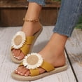 thumbnail image 6 of Slippers for Women Flat Open Toe Slip-On Slides Slippers Women's Fashionable Casual Daily Outdoor Beach Shoes Footwear Yellow 42, 6 of 9