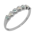 thumbnail image 1 of LBG British Made 14k White Gold Cultured Pearl & Aquamarine Womens Eternity Ring - 33 size options - Size 8.25, 1 of 9